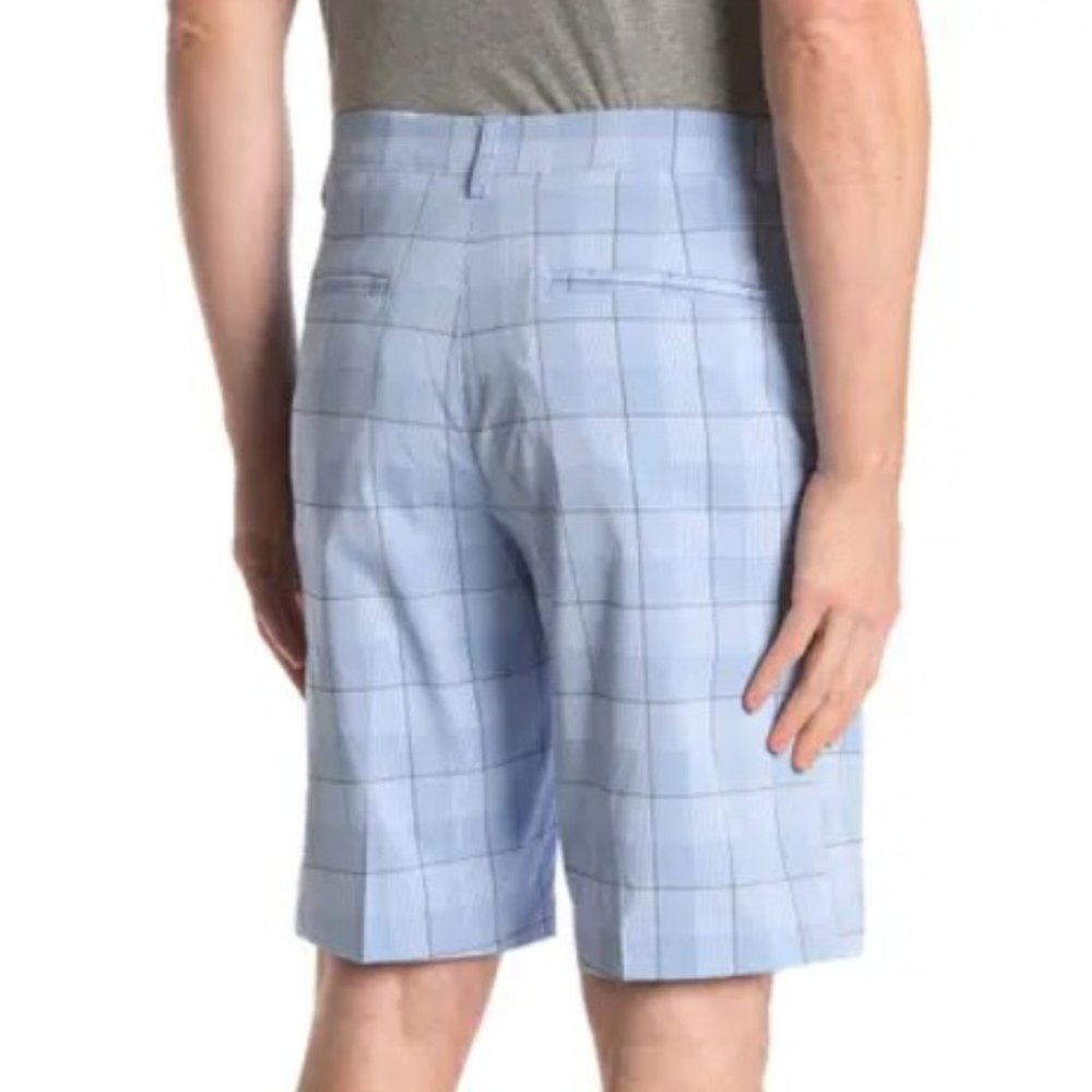 Grand Slam Light Blue Plaid Flat Front Golf Shorts - Picture 11 of 11